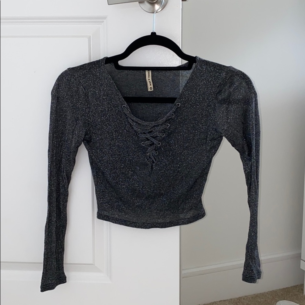 Emma & Sam - long sleeve sheer glitter top